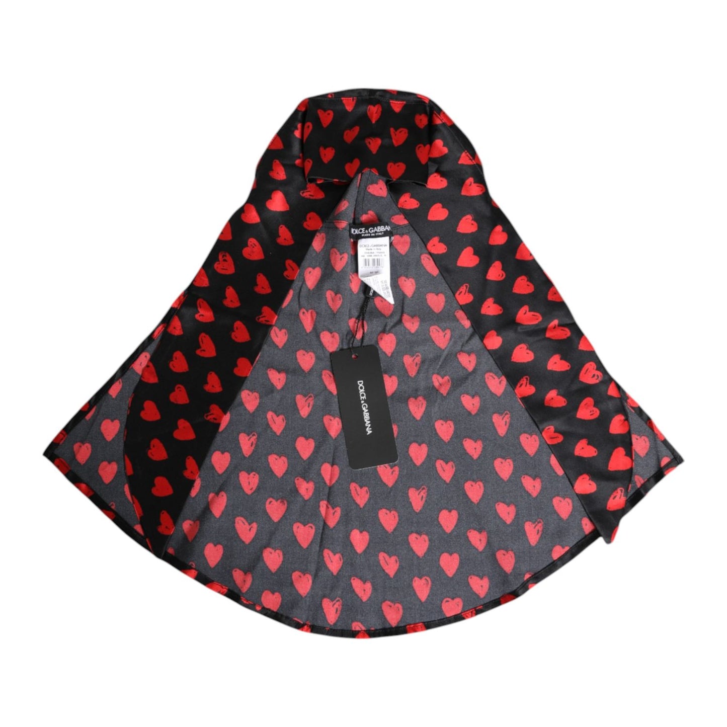 Dolce & Gabbana Black Red Hearts Polyester Hat HAT9714-57