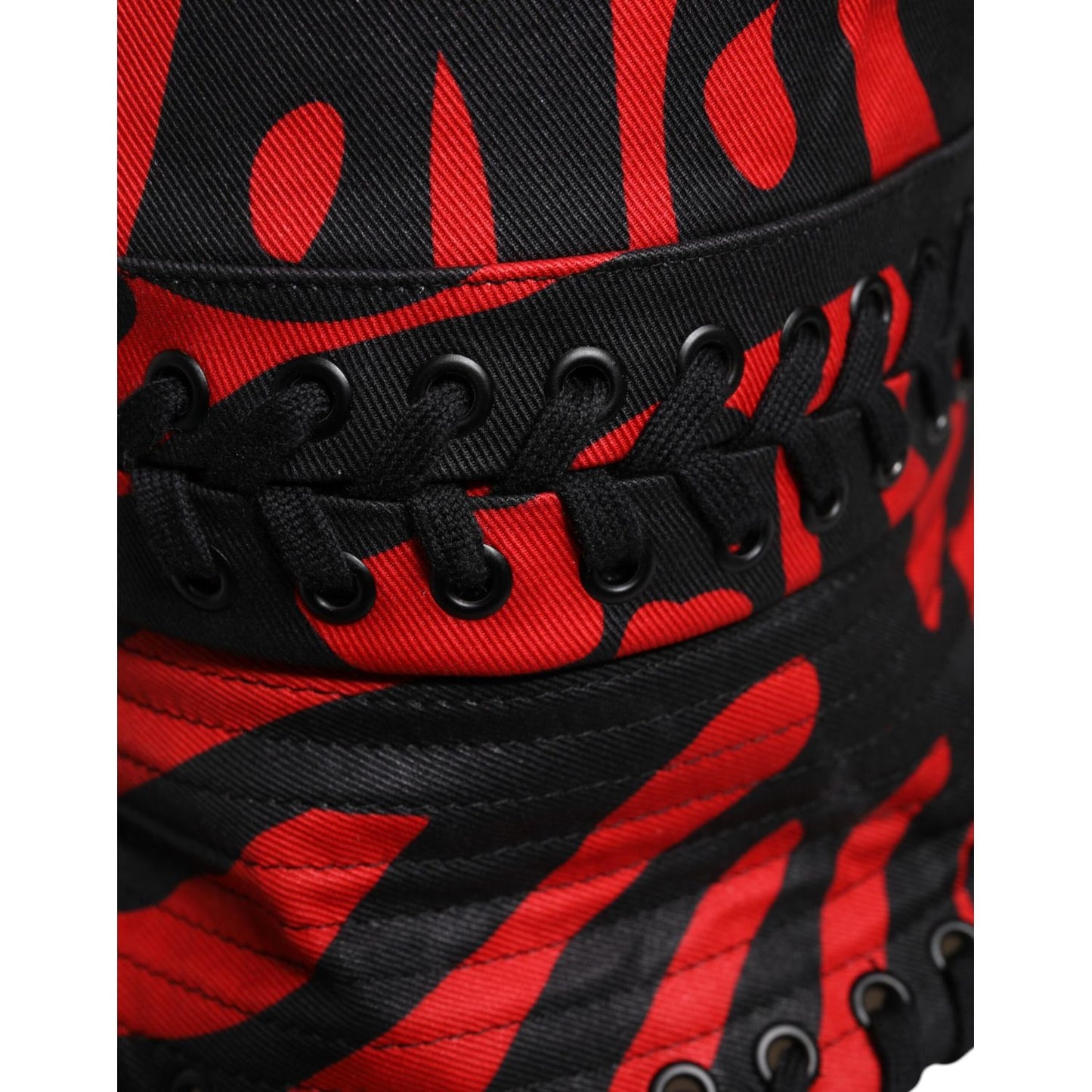 Dolce & Gabbana Black Red Stripe Polyester Wide Brim Bucket Hat HAT9800-57