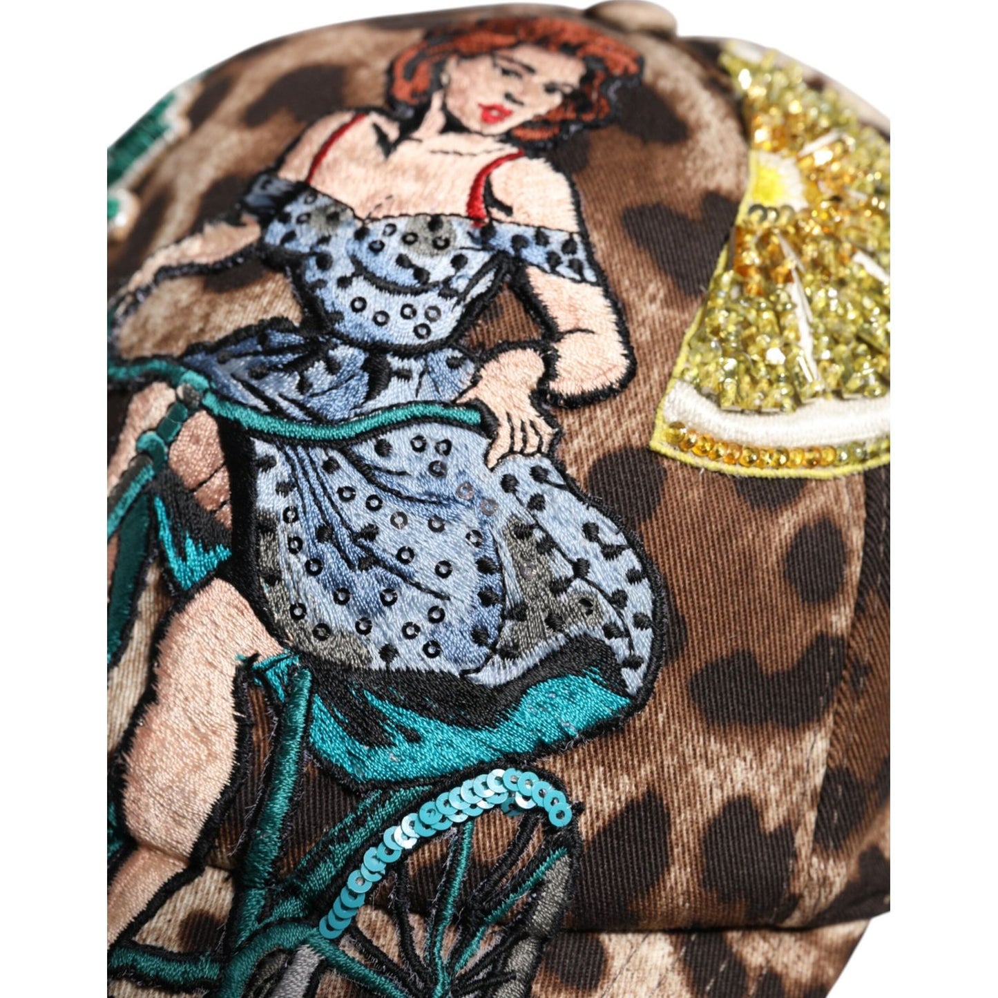 Dolce & Gabbana Brown Leopard Sequin Sicily Baseball Cap