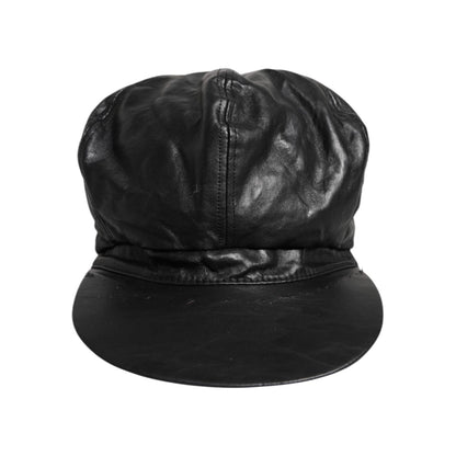Dolce & Gabbana Black Calf Newsboy Capello Cabbie Hat