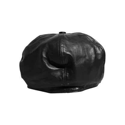 Dolce & Gabbana Black Calf Newsboy Capello Cabbie Hat