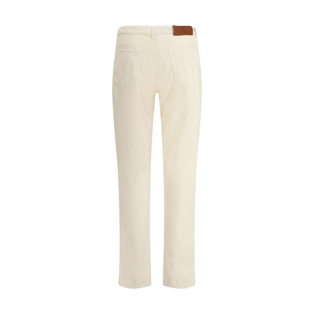 Brunello Cucinelli White Cotton Casual Pants
