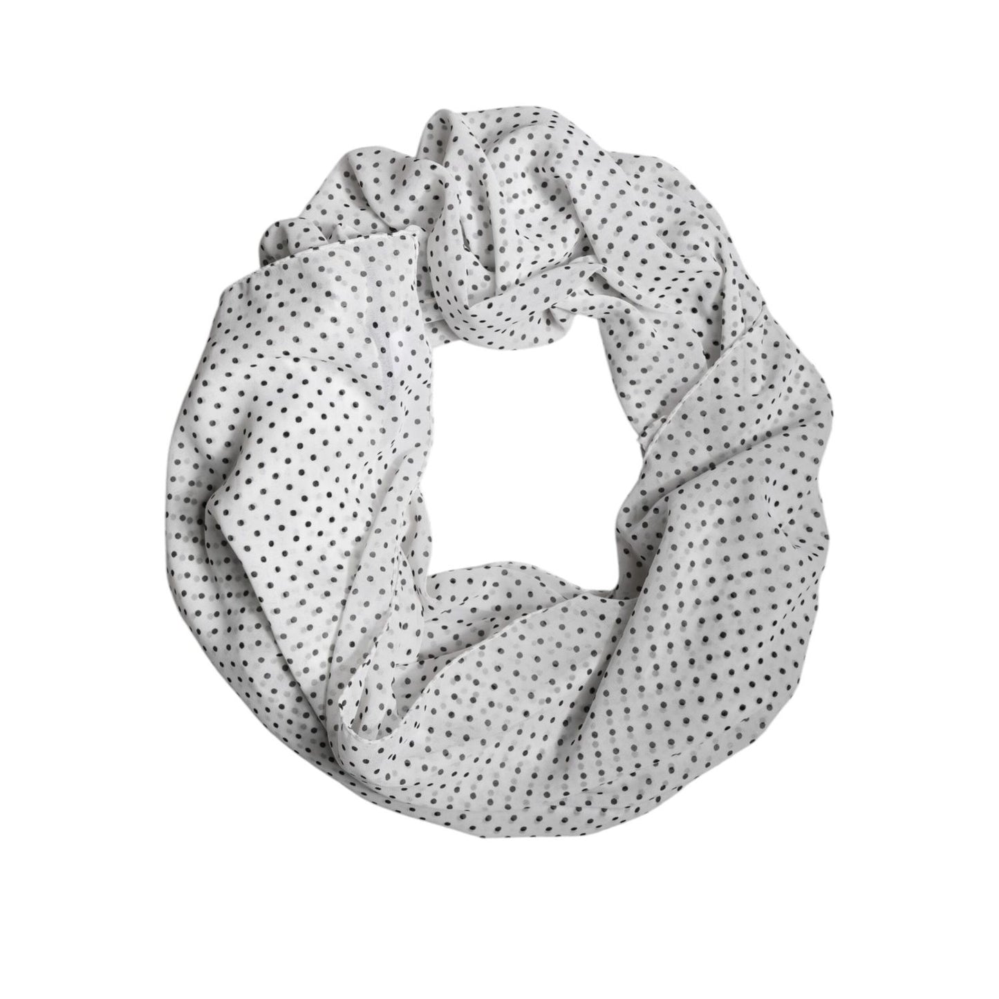 Dolce & Gabbana White Polka Dots Polyester Wrap Shawl Scarf