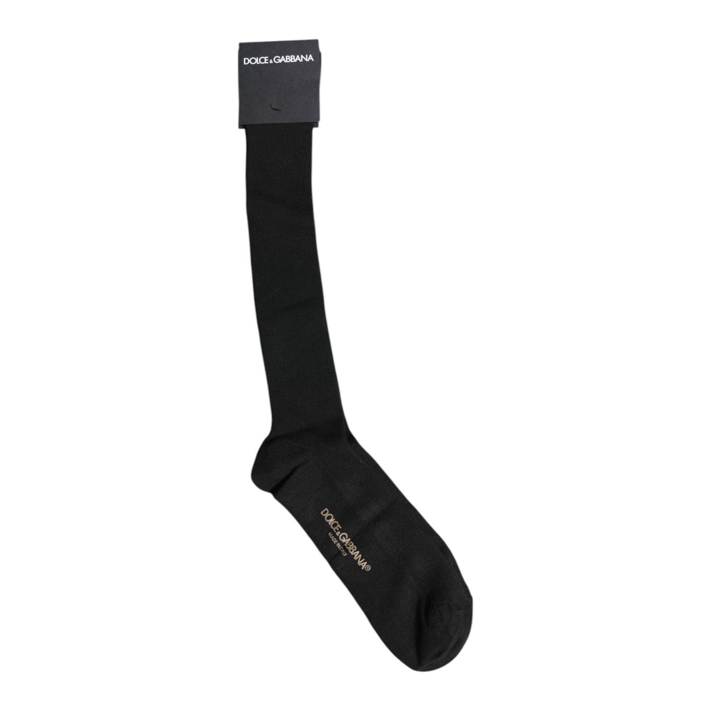 Dolce & Gabbana Black Viscose Logo Over The Calf Socks SCS2197-L