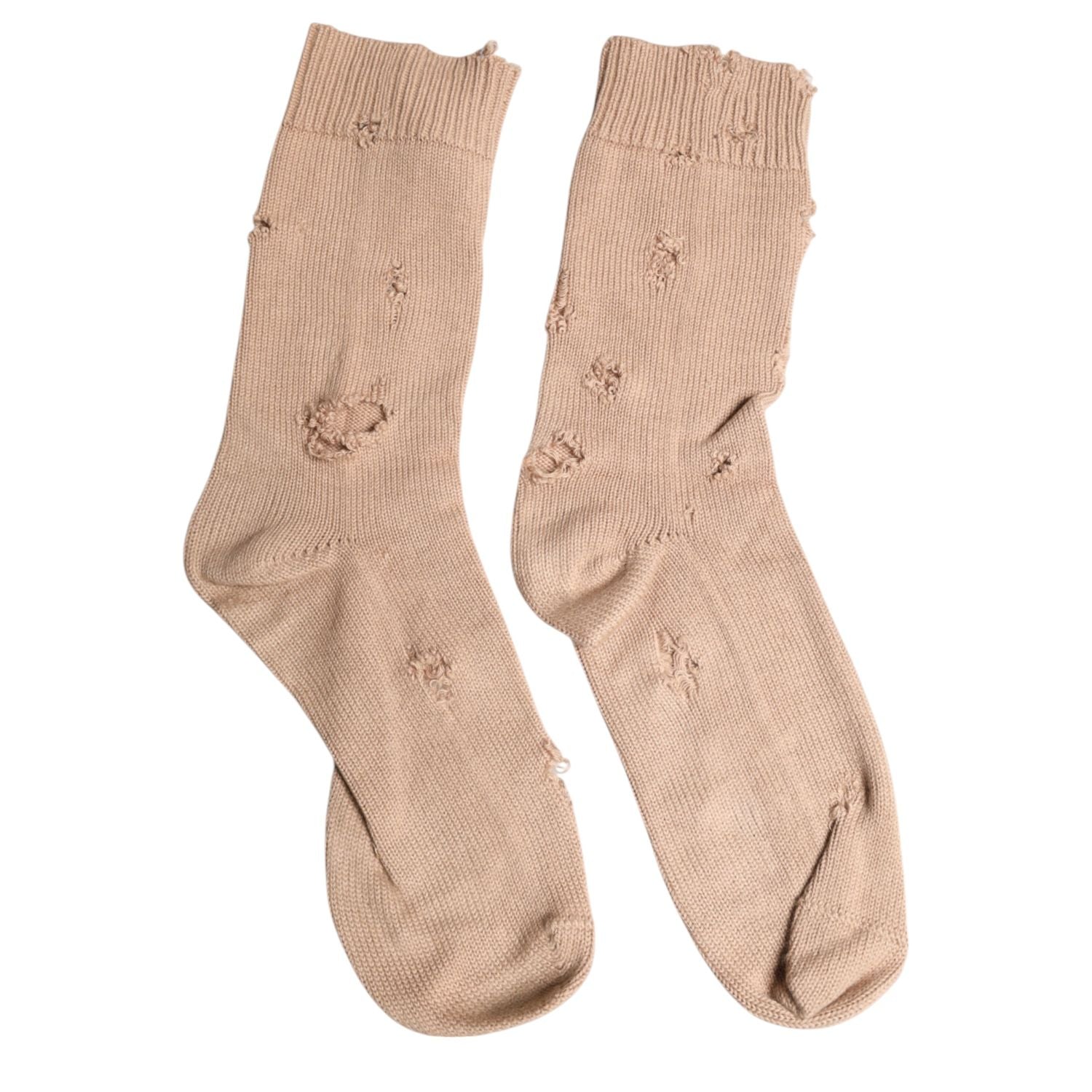 Dolce & Gabbana Beige Solid Stretch Mid Calf Men Socks