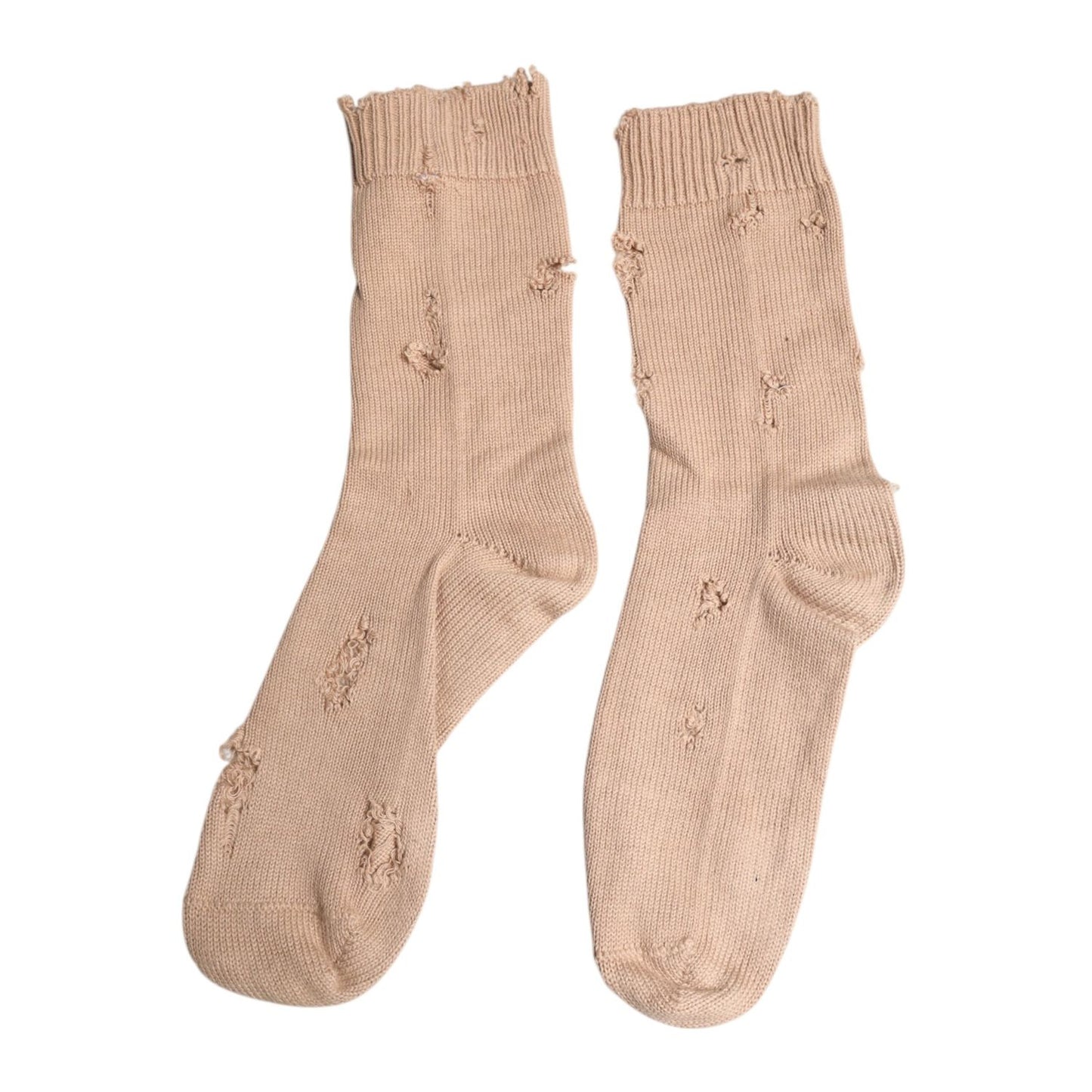 Dolce & Gabbana Beige Solid Stretch Mid Calf Men Socks SCS2222-L