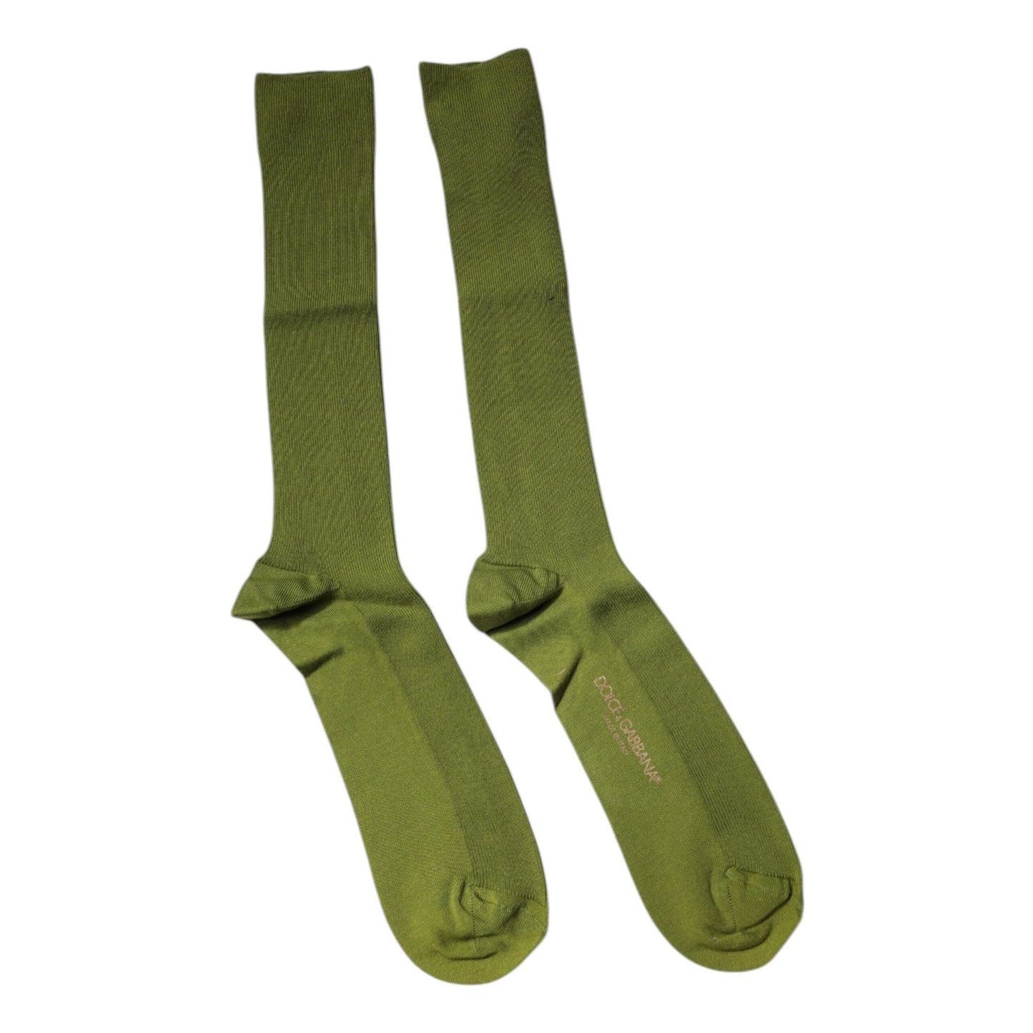Dolce & Gabbana Green Cotton Logo Over The Calf Socks
