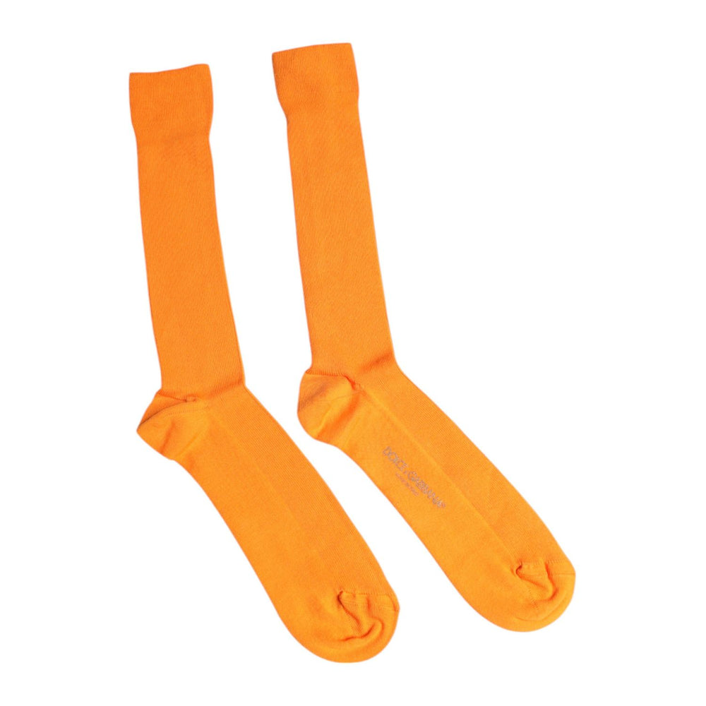 Dolce & Gabbana Orange Cotton Logo Over The Calf Socks SCS2232-L