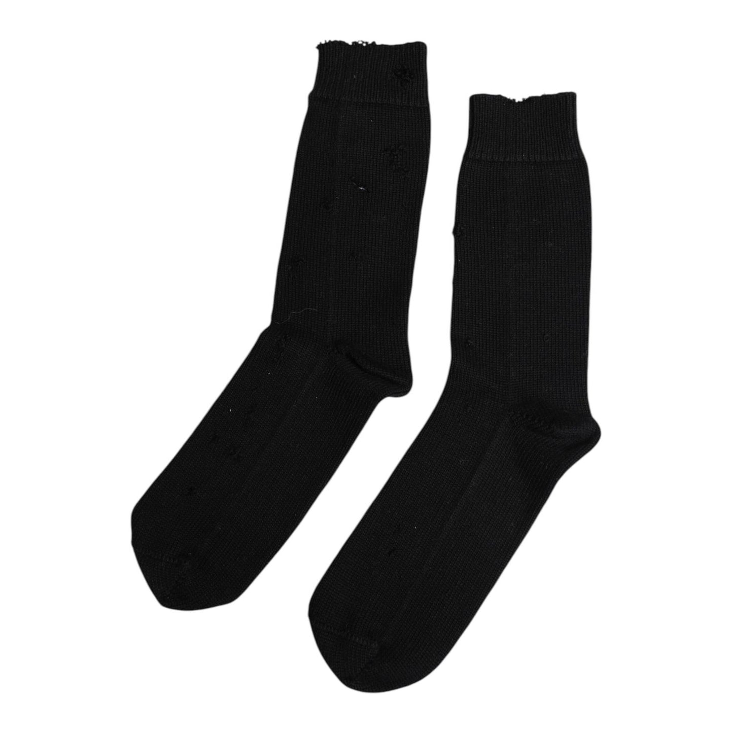 Dolce & Gabbana Black Solid Stretch Mid Calf Men Socks SCS2238-L