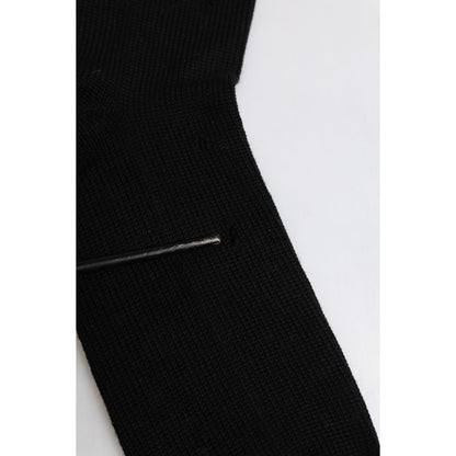 Dolce & Gabbana Black Solid Stretch Mid Calf Men Socks