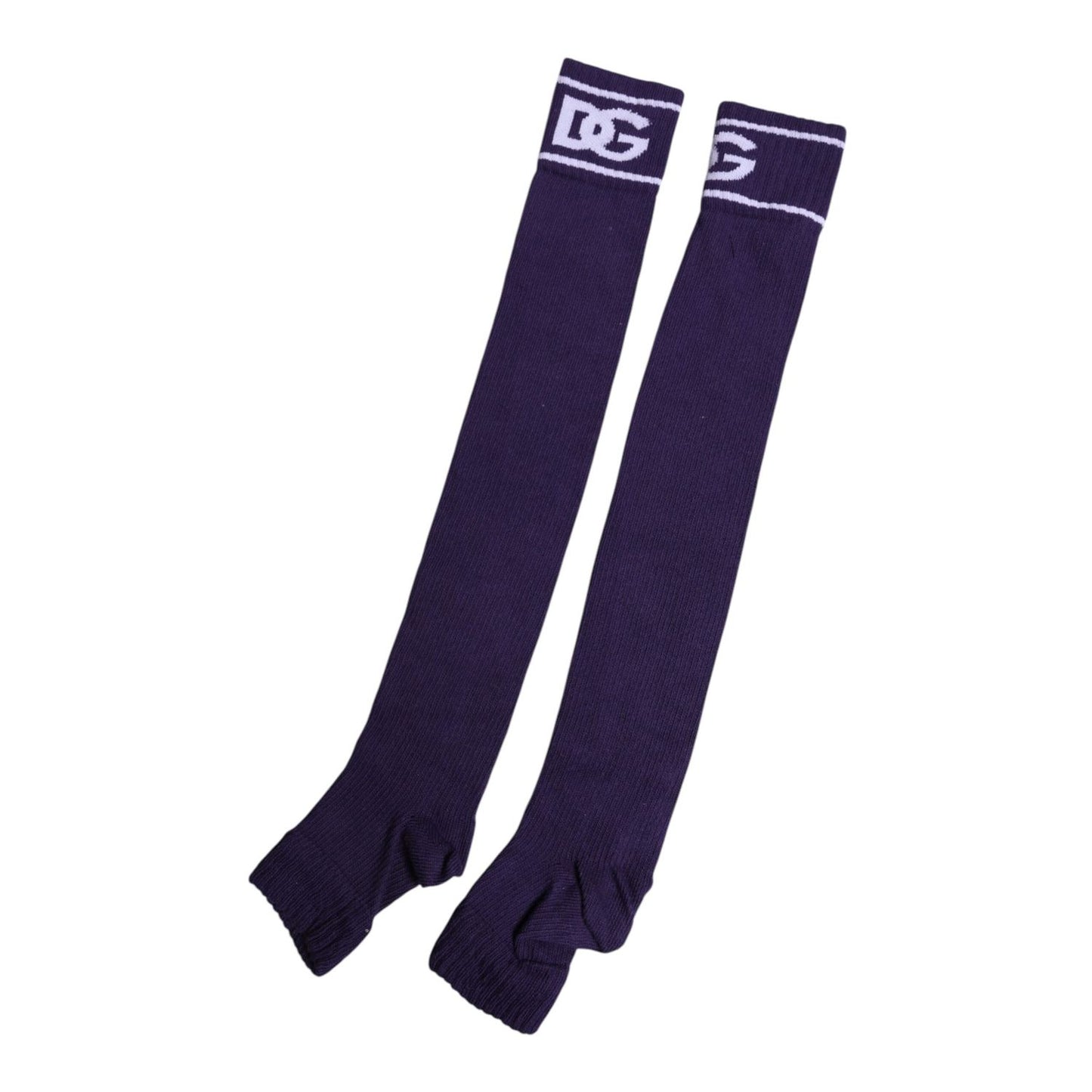 Dolce & Gabbana Purple Cotton DG Logo Print Open Toe Socks