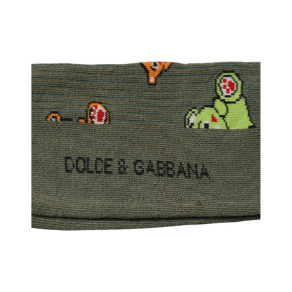 Dolce & Gabbana Green Nylon DG Bear Printed Mid Calf Socks