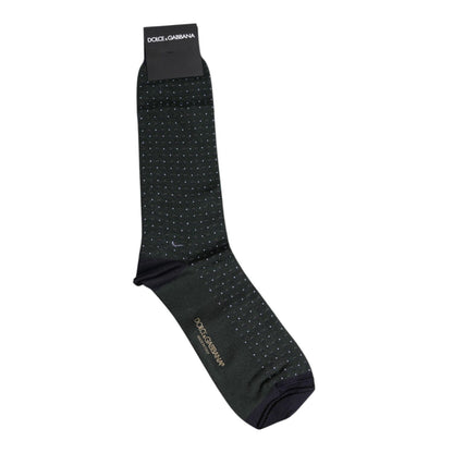 Dolce & Gabbana Black Polka Dots Cotton Mid Calf Socks