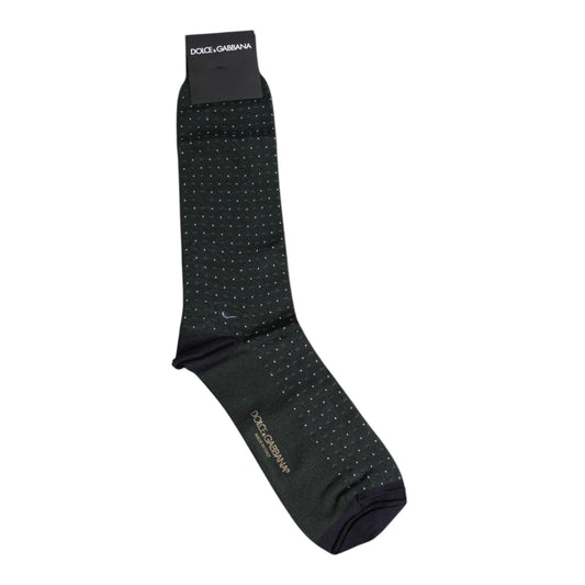 Dolce & Gabbana Black Polka Dots Cotton Mid Calf Socks