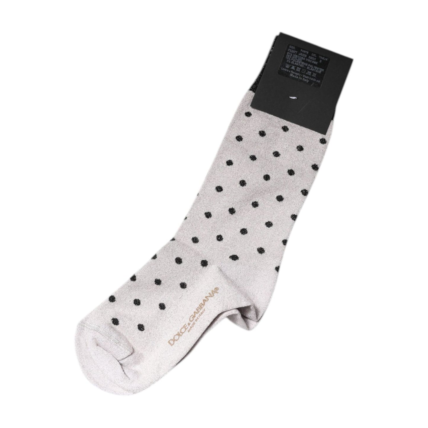Dolce & Gabbana Gray Viscose Stretch Dotted Socks SCS2254-S