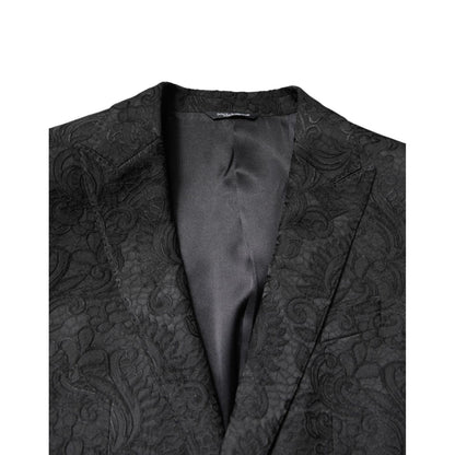 Dolce & Gabbana Black Floral Jacquard Coat Jacket Blazer