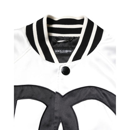 Dolce & Gabbana White DG Logo Polyester Jersey Bomber Jacket