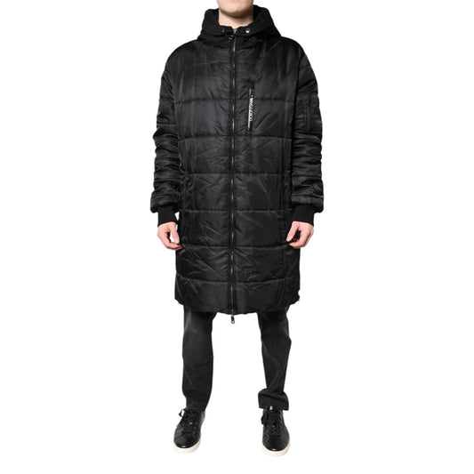 Dolce & Gabbana Black Hooded Parka Coat Winter Jacket