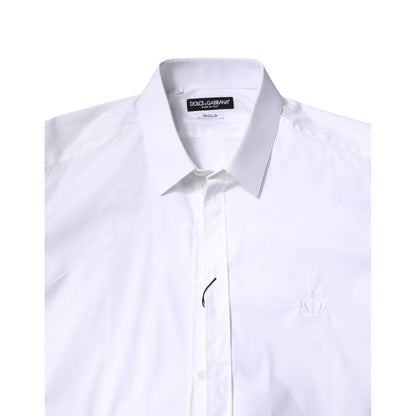 Dolce & Gabbana White Cotton GOLD Men Dress Formal Shirt