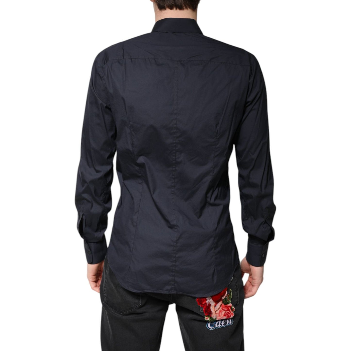 Dolce & Gabbana Dark Blue MARTINI Cotton Formal Dress Shirt