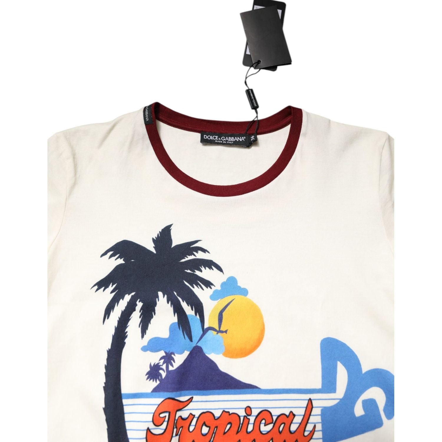 Dolce & Gabbana White Cotton Print Short Sleeves Top T-shirt