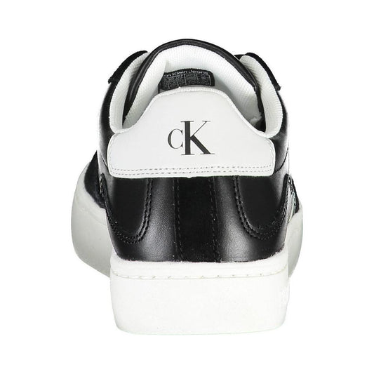 Calvin Klein Sleek Black Lace-Up Sneakers With Contrast Details
