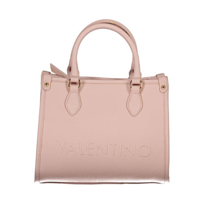 Mario Valentino Pink Polyethylene Handbag with 2 handles, adjustable strap, internal pockets, protective feet, logo detail, and zip closure.