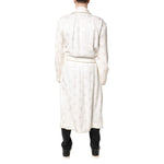Dolce & Gabbana Ivory Silk Logo Men Wrap Robe Coat Jacket