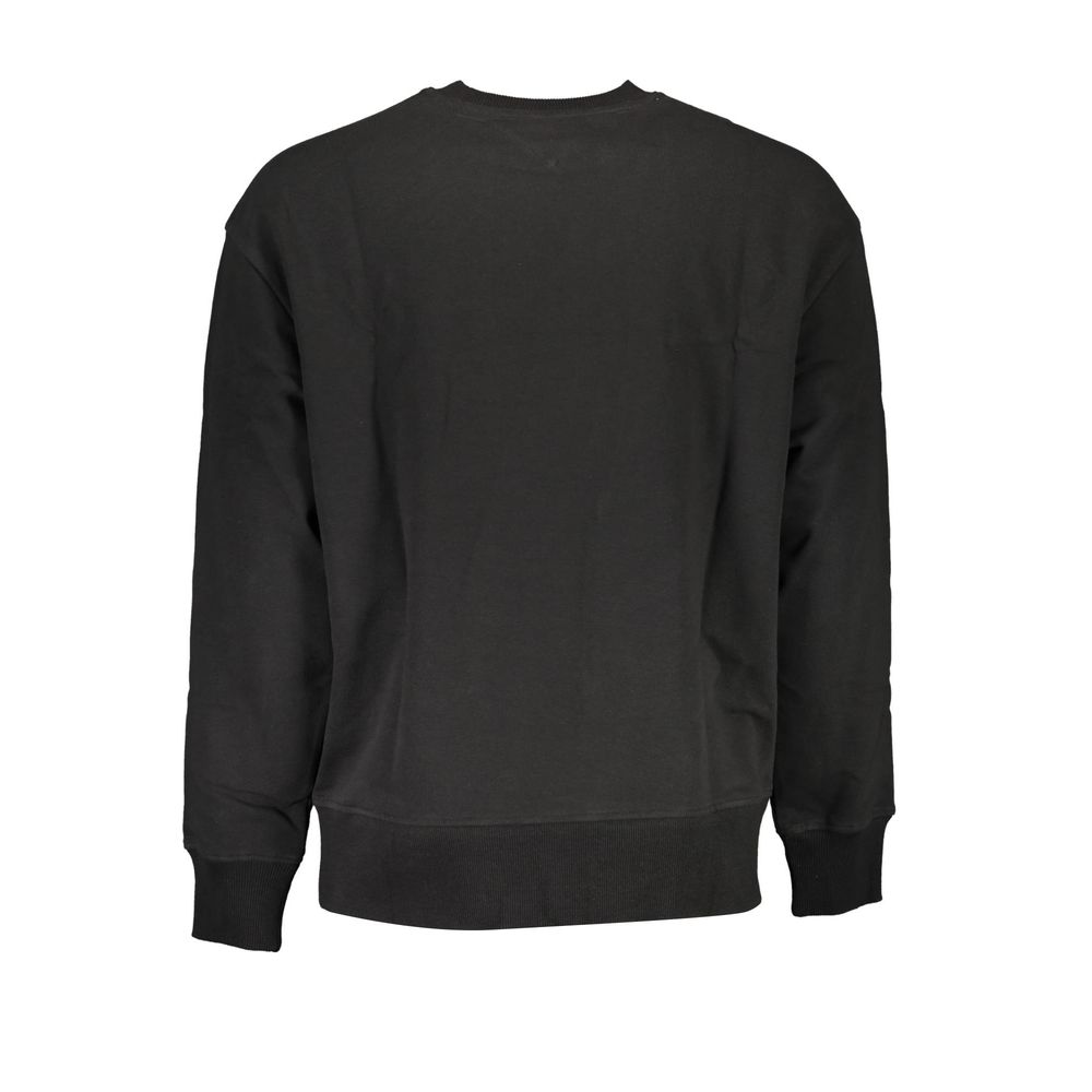 Back view of Tommy Hilfiger Black Cotton Men Sweater featuring crew neck design and long sleeves.