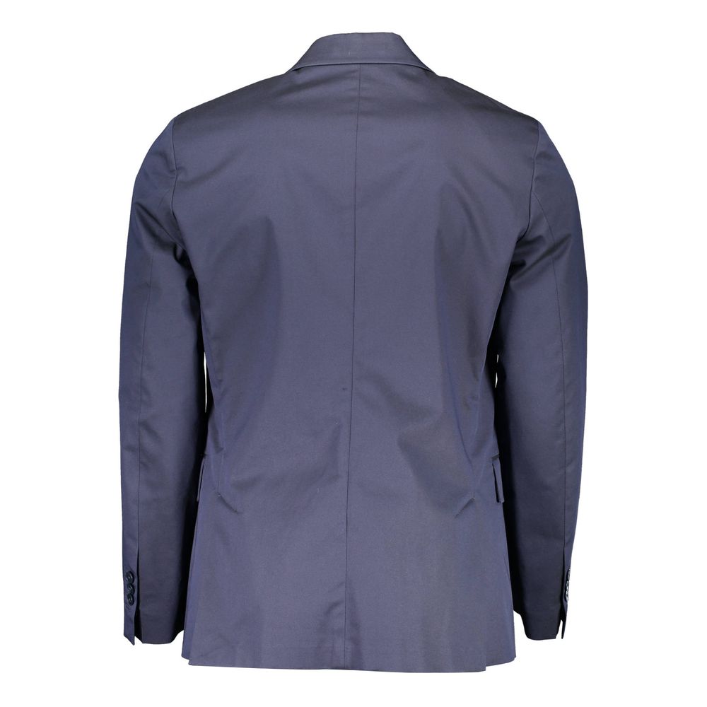 Gant Blue Cotton Men Jacket back view with tailored design and elegant blue color