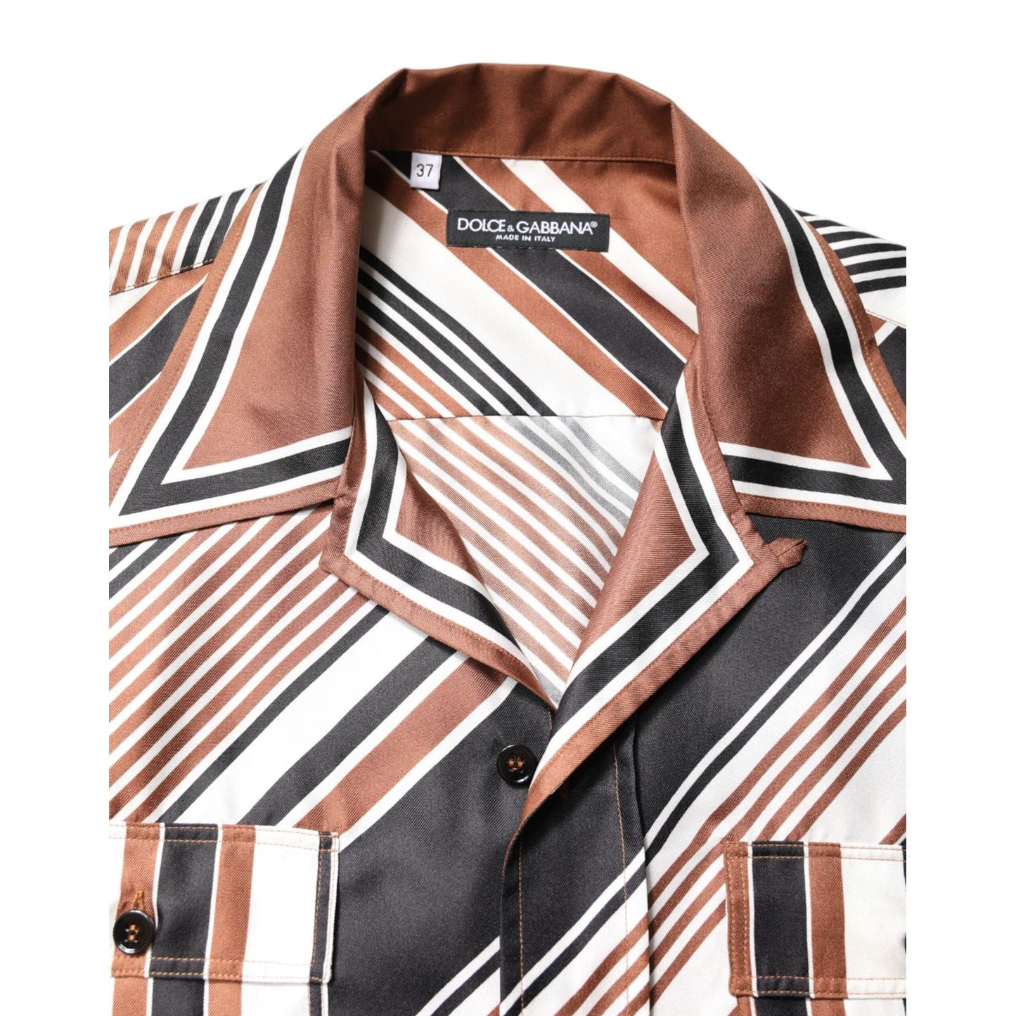 Dolce & Gabbana Multicolor Striped Silk Short Sleeves Shirt TSH87768-37