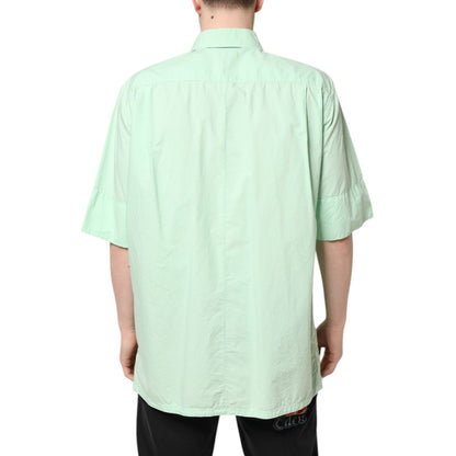 Dolce & Gabbana Green Cotton Short Sleeves Men Casual Shirt