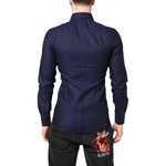 Dolce & Gabbana Blue GOLD Cotton Long Sleeves Men Dress Shirt