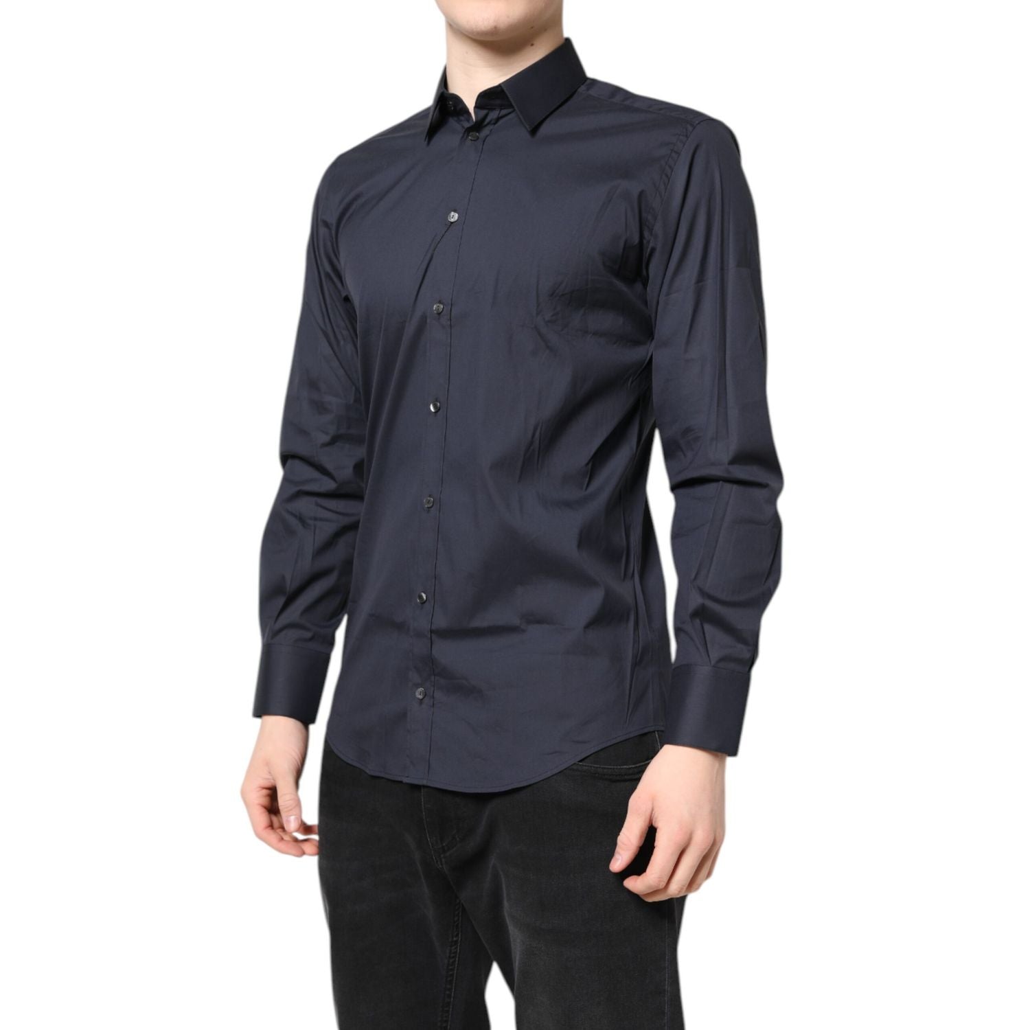 Dolce & Gabbana Dark Blue MARTINI Cotton Dress Formal Shirt
