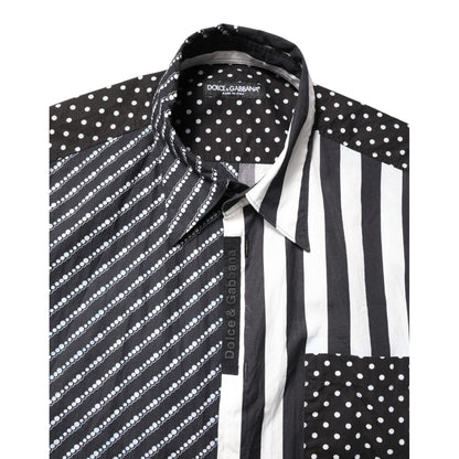 Dolce & Gabbana Black White Stripe Button Down Casual Shirt