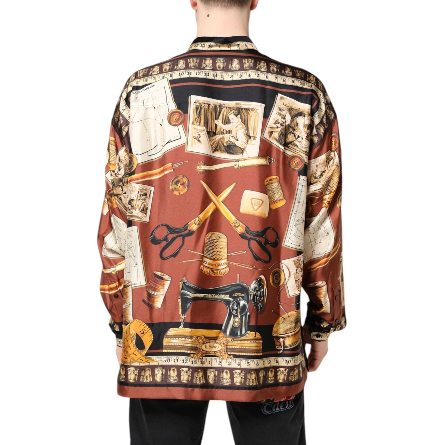 Dolce & Gabbana Multicolor Tailor Print Silk Casual Shirt