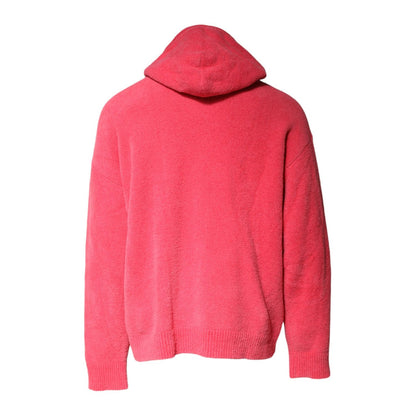Dolce & Gabbana Red Cotton Knit Hooded Men Pullover Sweater