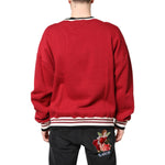Dolce & Gabbana Red Sequin Knit Pullover Sweatshirt Sweater
