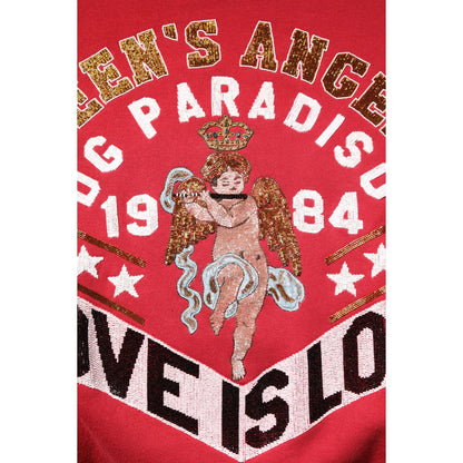 Dolce & Gabbana Red Sequin Knit Pullover Sweatshirt Sweater