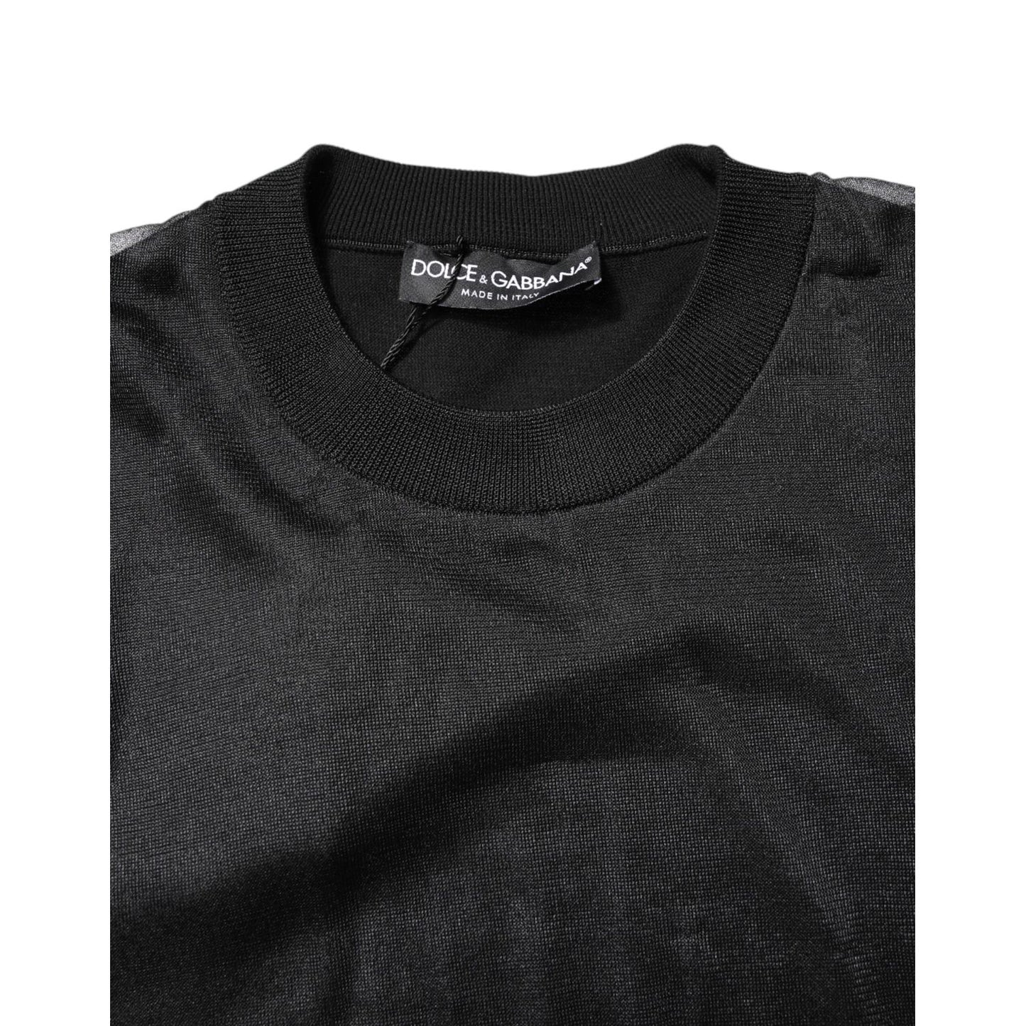 Dolce & Gabbana Black Logo Knitted Crewneck Pullover Sweater