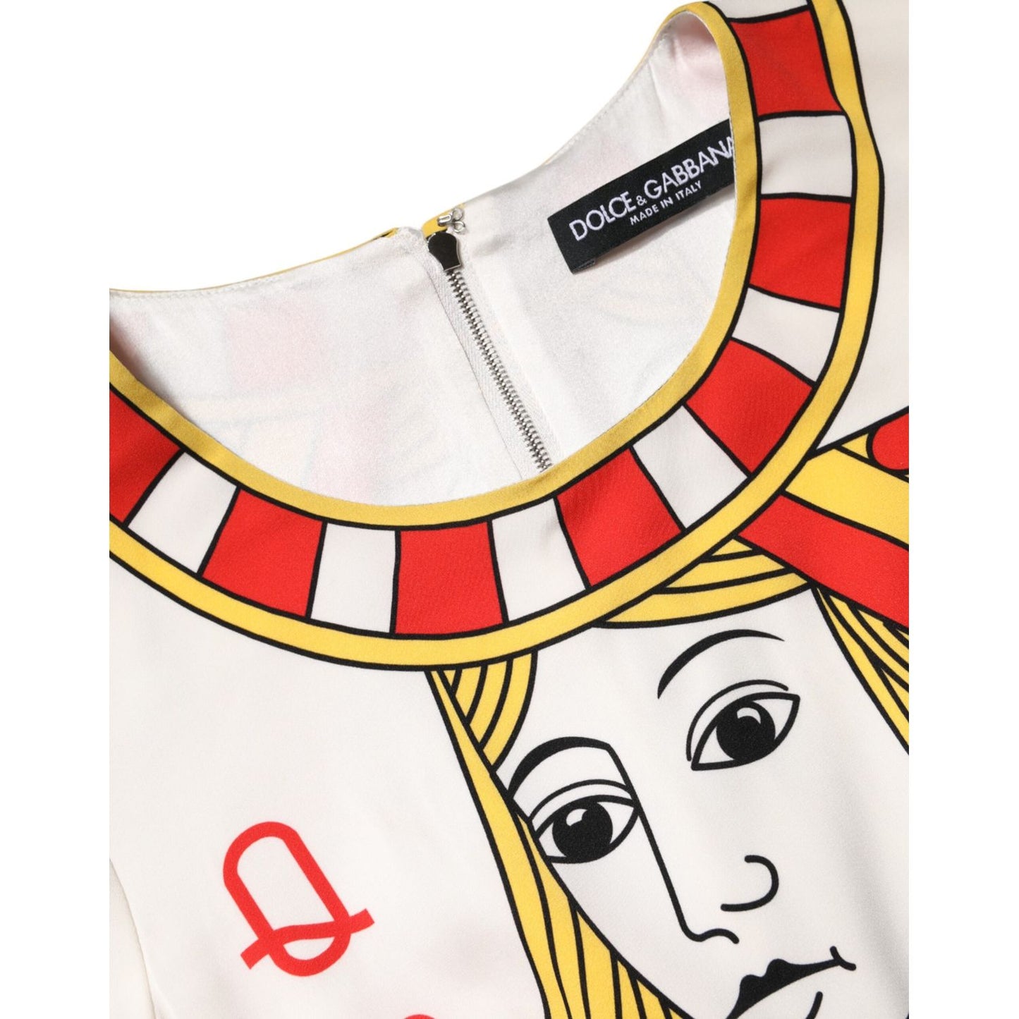 Dolce & Gabbana White Queen Of Heart Short Sleeve Midi Dress