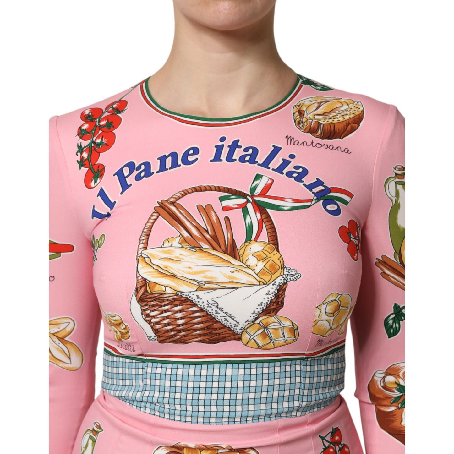 Dolce & Gabbana Pink Pastry Print Bodycon Sheath Midi Dress