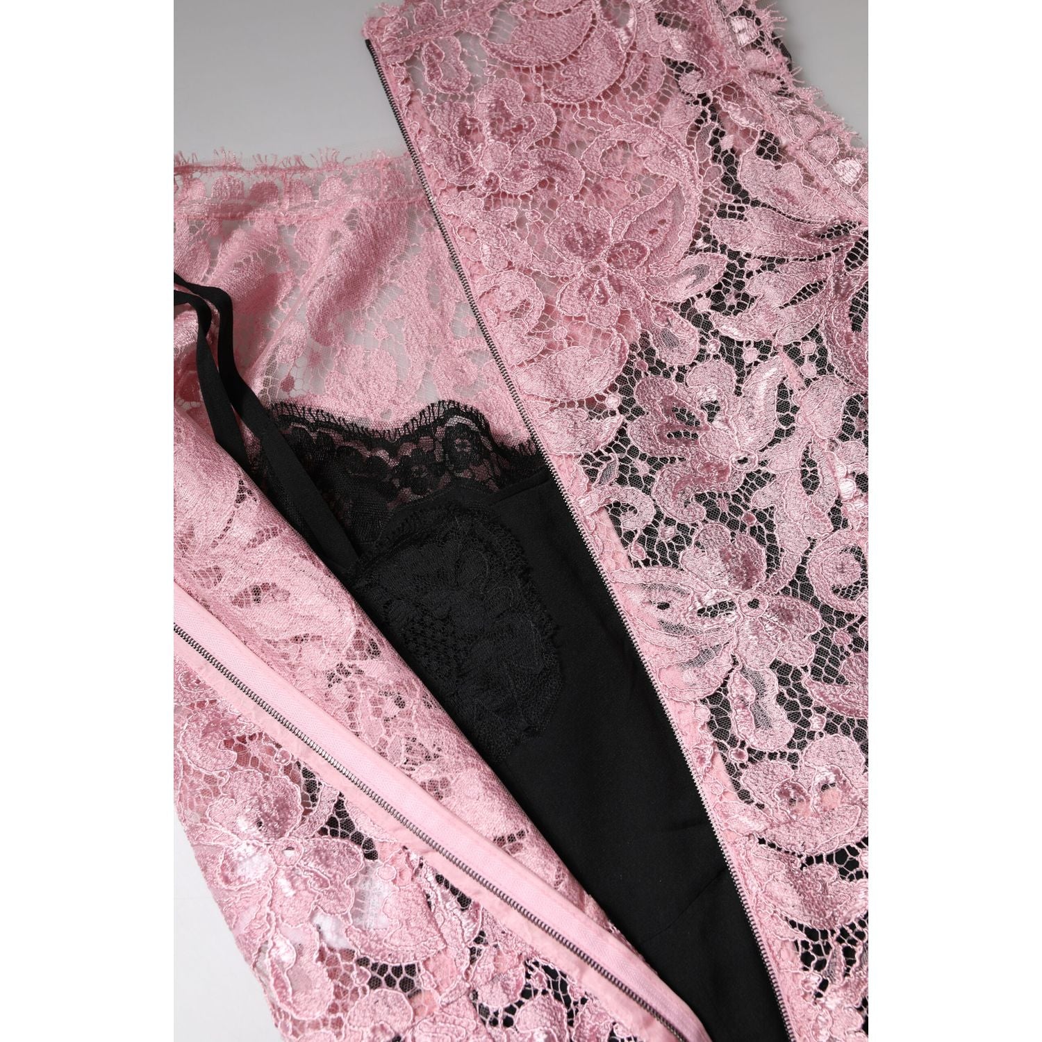 Dolce & Gabbana Pink Floral Lace Sleeveless Sheath Dress