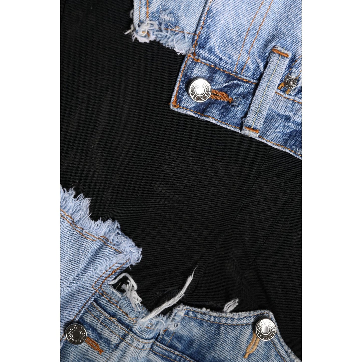 Dolce & Gabbana Black Blue Sleeveless Denim Mini Dress