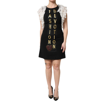 Dolce & Gabbana Black Fashion Devotion Embellish Mini Dress