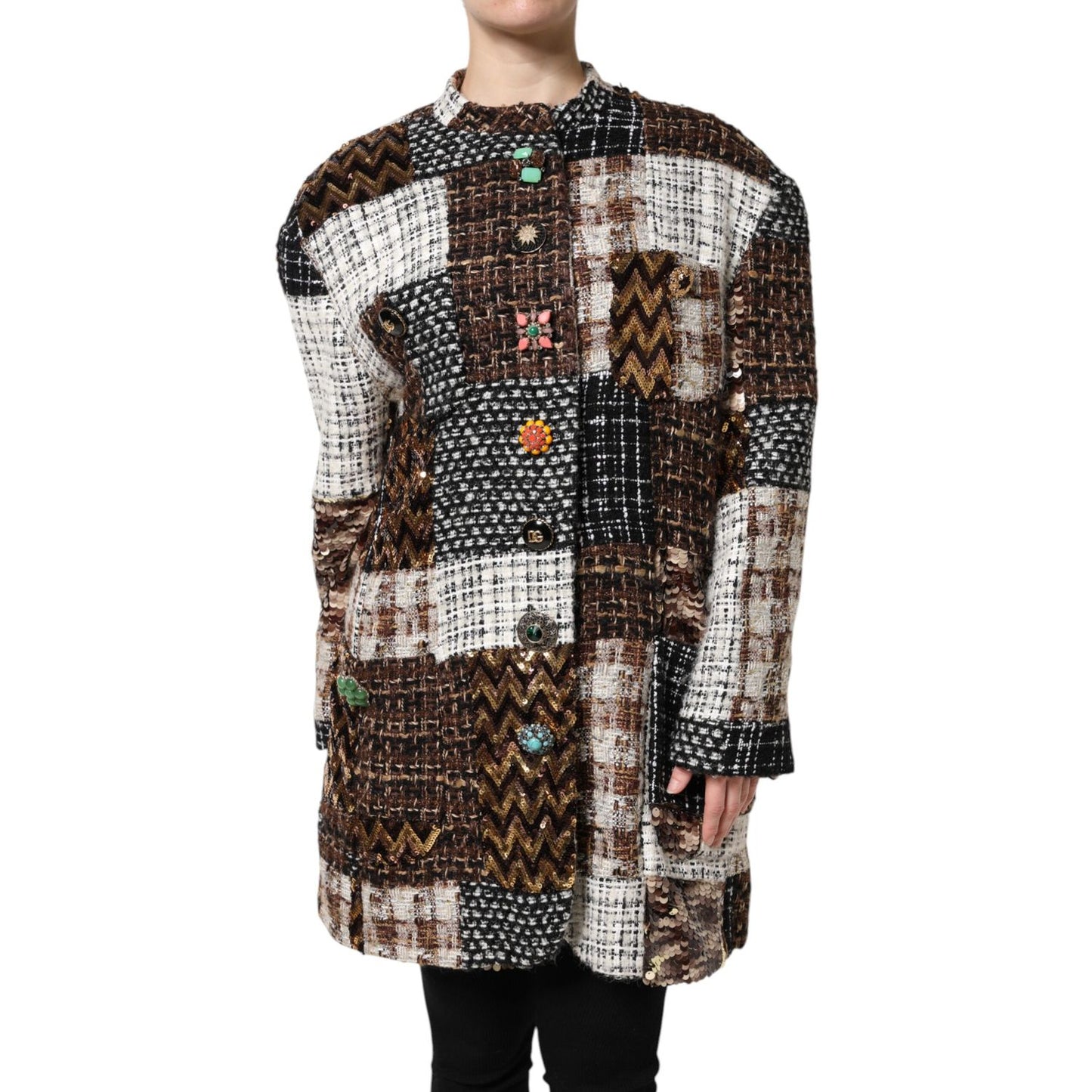 Dolce & Gabbana Multicolor Patchwork Button Down Jacket