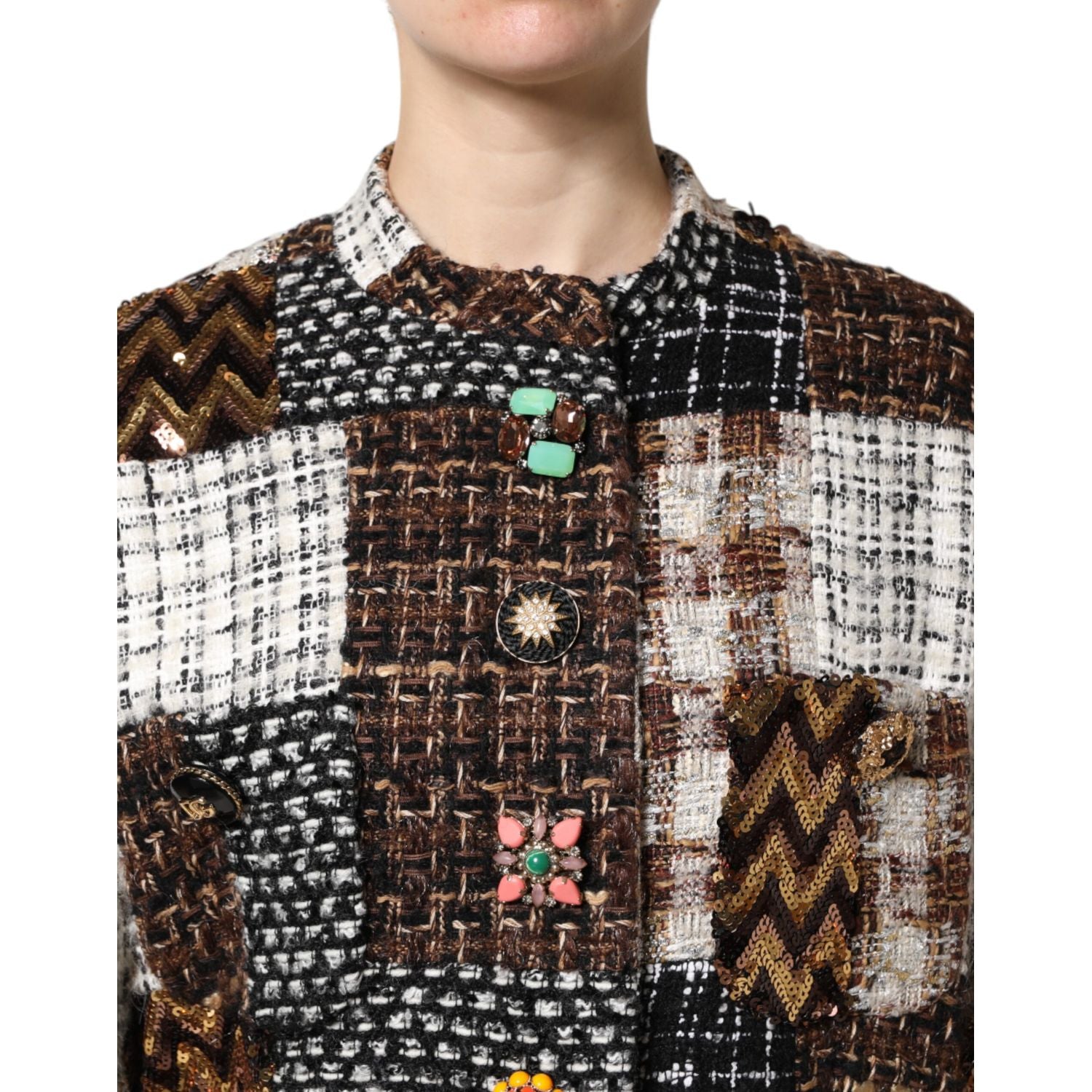 Dolce & Gabbana Multicolor Patchwork Button Down Jacket