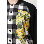Dolce & Gabbana Black White Check Floral Button Down Jacket JKT41445-36