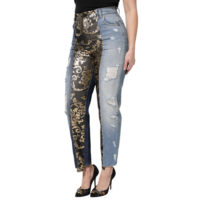 Dolce & Gabbana Multicolor Patchwork High Waist Denim Jeans