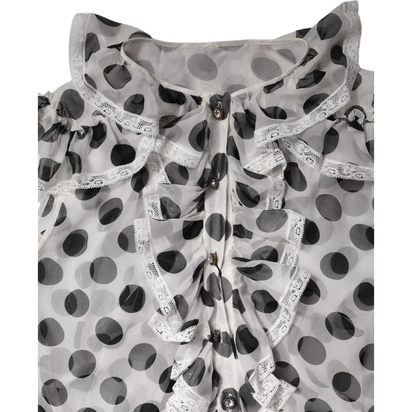 Dolce & Gabbana White Black Polka Dot Cotton Sleeveless Top TSH90250-36